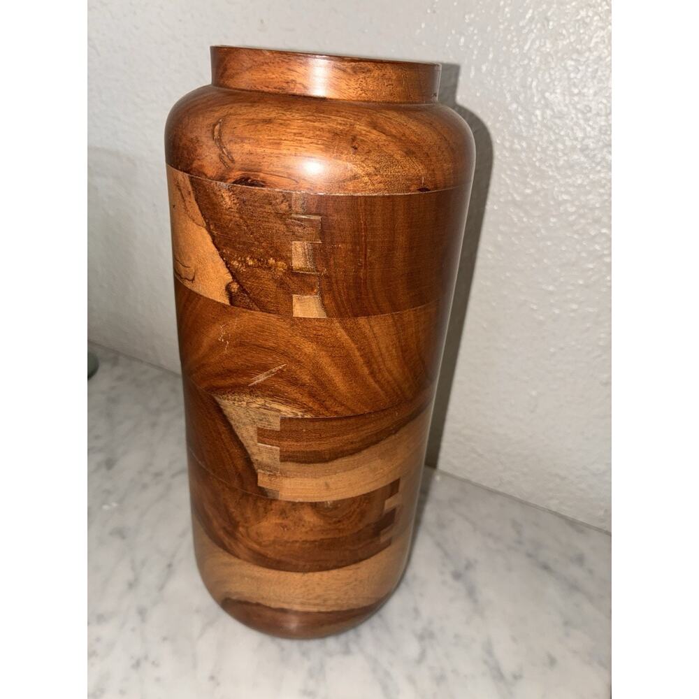 West Elm Segmented Acacia Wood Vase - Picture 6 of 9